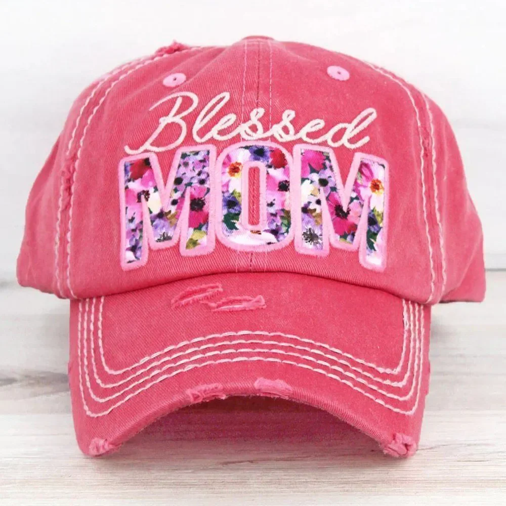 Ladies Pink Blessed Mom Baseball Hat